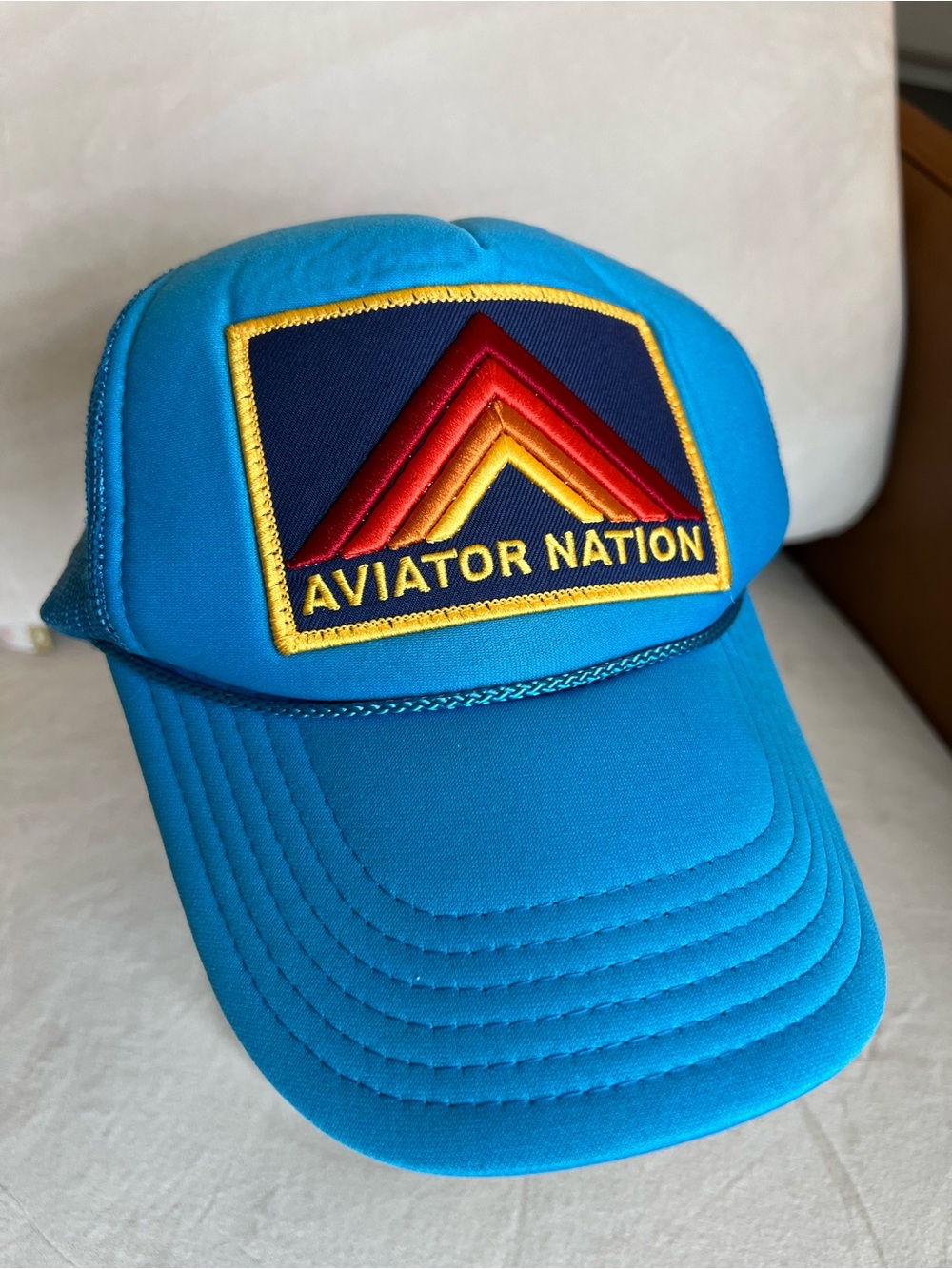 Aviator Nation Blue Mountain Stripe Trucker Hat